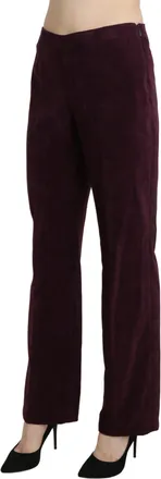 Bencivenga Purple Suede High Waist Straight Trouser Womens Pants
