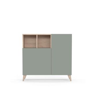 HERDASA Herdasa - Recibidor Zapatero Modelo 510 Acabado Roble/verde, 90x90x26 (alto X Ancho X Fondo)