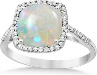 Allurez Cushion-Cut Opal & Diamond Cocktail Ring 14k White Gold (3.70ctw)