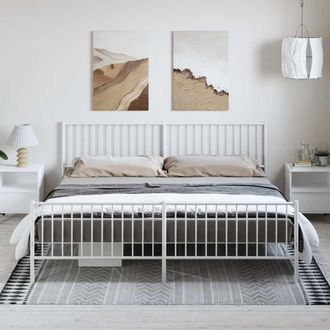 vidaXL Estructura Cama Sin Colch&oacute;n Con Estribo Metal Blanco 193x203 Cm Vidaxl