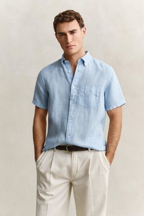 GANT Men Short Sleeve Linen Shirt (XXXL) SKY BLUE