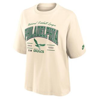Nike Philadelphia Eagles Vintage Mod Boxy Nike Womens NFL T-Shirt in White | 01CM15A86V-U9E