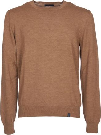 Fay Trui met ronde hals - Heren - Ronde hals truien - Bruin - L - Wol - Truien & Vesten