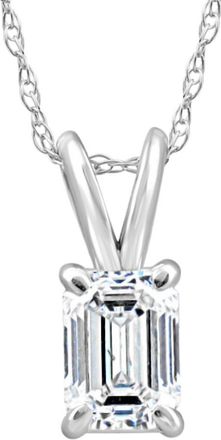 Pompeii3 3/4Ct Solitaire Emerald Cut Diamond Pendant 14k White Gold Lab Grown Necklace