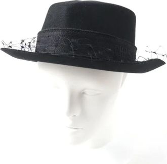 Dior Pre-owned Accessories, female, Black, Size: ONE SIZE Pre-owned Rabbit Nylon Logo Hat