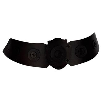 Saint Laurent Pre-owned Womens Paris Shield Belt in Brown Leather - Mocha - Size Small