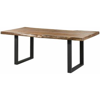 Massivmoebel24 FREEFORM 5 tavolo da pranzo in legno di mango - verniciato natur / gambe in ferro U antracite matt 200x100