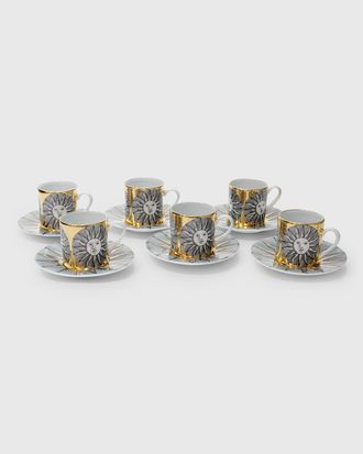 Fornasetti Set 6 Coffee Cups Sole Sunny Face