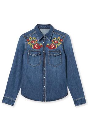 Fortela Brigitter Embroidered Denim Shirt in Multicolor at Nordstrom, Size 40 Eu