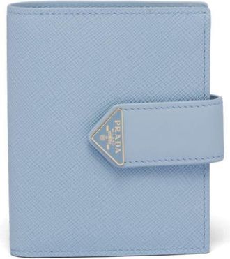 Prada small logo-plaque leather wallet - women - CALFSKIN/Enamel/CALFSKIN - One Size - Blue