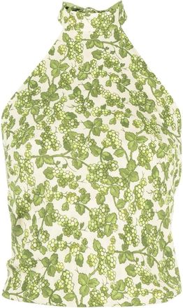 Etro floral-print halterneck top - women - Viscose - M - Green
