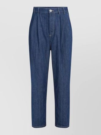 Brunello Cucinelli denim pleated loose trousers