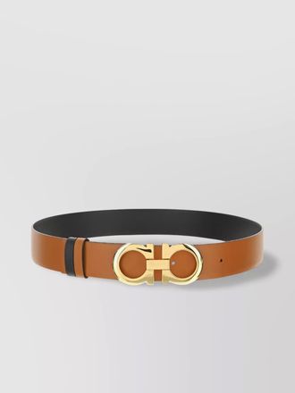 Ferragamo adjustable calfskin belt gold-tone buckle