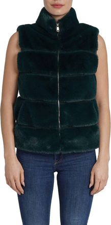 Love Token Vince Faux Fur Vest In Emerald