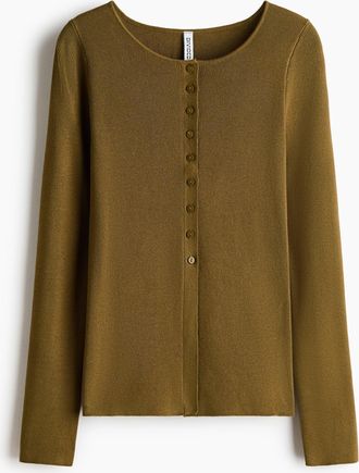 H&M Cardigan in Rippstrick - Green