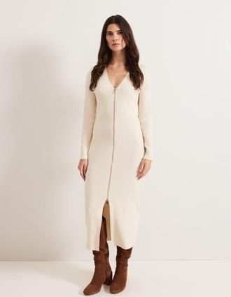Phase Eight Ella Ribbed Knit Dress in Natural at Nordstrom, Size 10