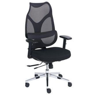 Beliani Silla De Oficina Ergon&oacute;mica Con Soporte Lumbar Reposabrazos Ajustables Asiento Deslizante De Malla Negro Velio
