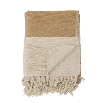 Bloomingville Manta de algod&oacute;n amarillo 130x150