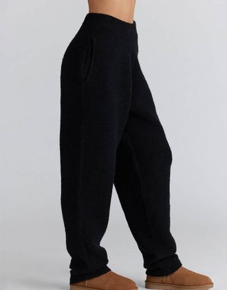 House of CB Geena - Pantaloni in maglia boucl&eacute; di lana neri-Nero