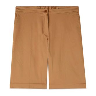 Oltre Korte Broeken, Dames, Beige, S, Katoen, Gemengde Katoenen Bermuda Shorts met Omslag