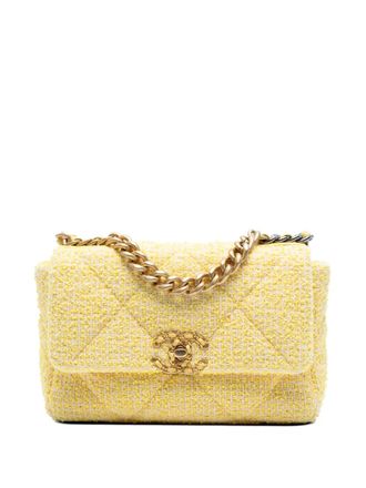 Chanel 2020 Medium Tweed 19 Flap satchel - women - Fabric - One Size - Yellow