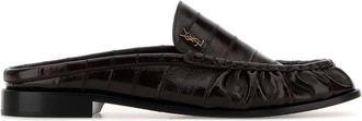 Saint Laurent Dark Brown Leather Le Loafers Slippers