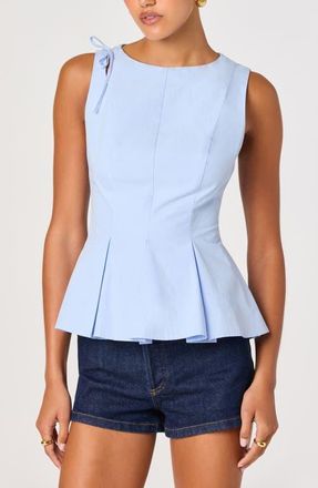 ASTR the Label Kalish Sleeveless Peplum Top in Blue at Nordstrom, Size X-Small