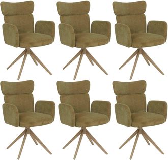 Hhg [nunca Usado] Juego De 6 Sillas De Comedor Hhg-057, Silla Giratoria Con Retorno Autom&aacute;tico, Tejido Boucl&eacute; De 350 G/m&sup2;, Certificaci&oacute;n Oeko-tex, Color O