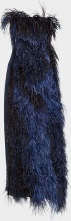 Akris Strapless Ostrich Feather Gown