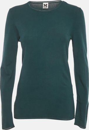 M Missoni Teal Blue Stretch Knit Crewneck Sweatshirt