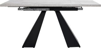 Urban Meuble Mesa de comedor extensible con efecto m&aacute;rmol gris y patas de metal