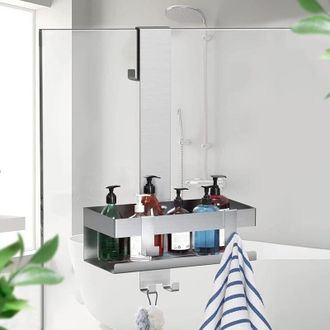 OEM Estante Colgante Para Ducha Sus304, Estante De Ducha De Acero Inoxidable Con Ganchos, Estante De Ducha De Vidrio Colgante Para Cuarto De Ducha, N&iacute;quel