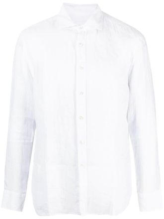 120% Lino long-sleeve shirt - men - Linen/Flax - XXXL - White