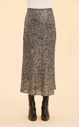Dolce Cabo Womens Sequin Skirt In Silver