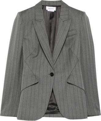 Alexander McQueen Giacca monopetto gessata - Grigio
