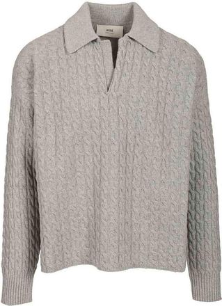 Ami Cable-Knit Polo Shirt