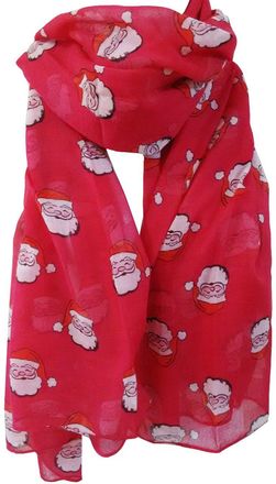 GlamLondon Womens Vintage Santa Printed Father Christmas Scarf (Fuchsia Red)