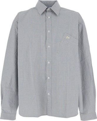 ERL Light Check Shirt Woven - Heren - Casual Overhemden - Blauw - S - Katoen - Overhemden