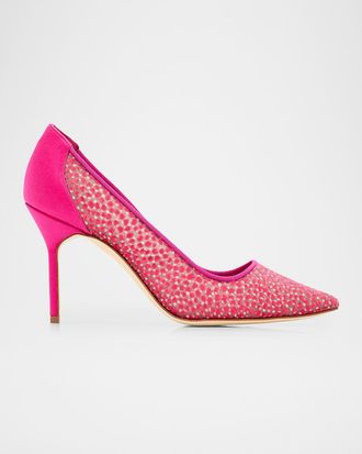 Manolo Blahnik 90mm BBLA Flocked Polka Dot Tulle Pumps