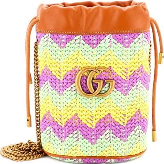 Gucci GG Marmont Woven Raffia Mini bucket bag - Veelkleurig
