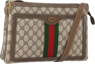Gucci Pre-owned Vintage GG Canvas Schoudertas - Dames - Vintage Schoudertas - Beige - ONE Size - Leer - Vintage