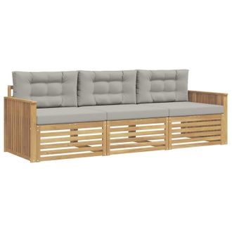 vidaXL Set Di Divani Da Esterno 3 Pz Bianco E Grigio Chiaro Vidaxl