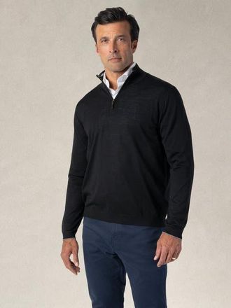 Robert Talbott Eastwood Quarter Zip Sweater in Black With Gray Tipping at Nordstrom, Size Xxx-Large