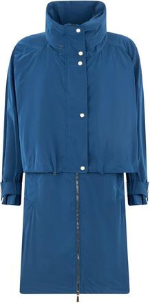 Moorer Moderne Jas met Hoge Elegante Kraag - Dames - Trenchcoats - Blauw - M - Polyester - Jassen
