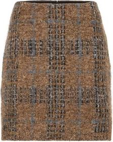 Brunello Cucinelli Mini skirt with Prince of Wales embroidery in Brown at Nordstrom, Size 46 It