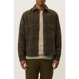 Les Deux Kody Houndstooth Wool Blend Overshirt in Teak at Nordstrom Rack, Size Xx-Large
