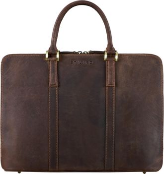 STILORD Leonora Slim Leather Briefcase for Women Business Bag for Work - Ideal as 15,6-16 Inch Laptop Bag with Handle - Genuine Leather Handbag with Metal Fee