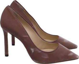 Jimmy Choo London Pointed-Toe Pumps in Brown Velvet