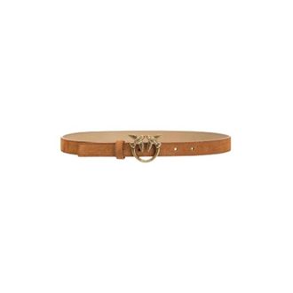 Pinko Love Birds Dunne Riem - Dames - Riemen - Bruin - XS - Leer - Accessoires