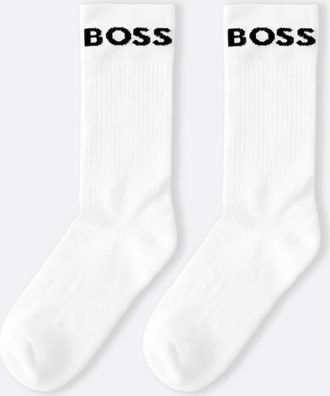 HUGO BOSS Mens BOSS Green 2 Pack RS Sport Socks NOS - White/Black 100 - White/White - Size: 6/6.5/7.5/7/11/10/8/8.5/12/9.5/9/11.5/10.5